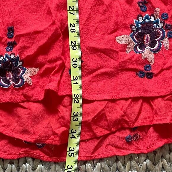 Free People Women’s Oxford Embroidered Mini Dress Red Combo Size Small - Picture 15 of 16